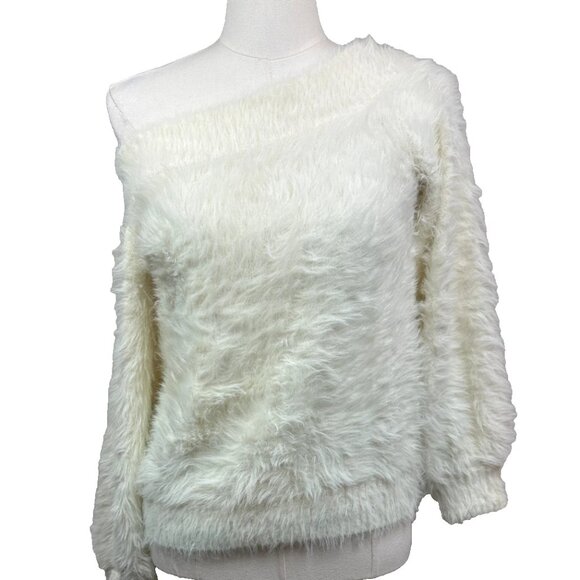 ๐ค Banana Republic โ Eyelash Off-Shoulder Sweater โ Cream โ Medium โ Worn 1X โจ - Picture 5 of 11
